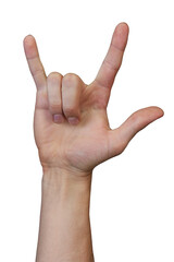 Male hand gestures isolated 