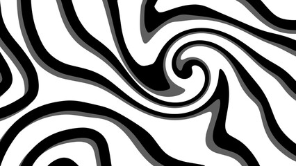 Zebra skin topographic backgrounds and textures with abstract art creations, random black and white waves line background