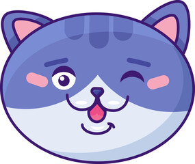 Cat winking cute emoji funny expression vector