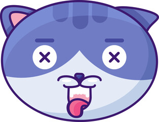 Cat dead reaction expression facial emoji vector