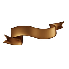 Gold blank label ribbon icon 3d render illustration