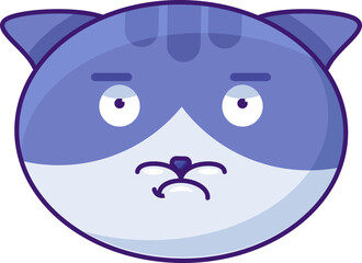 Kitten sorrowful expression facial emoji vector