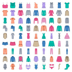 Clothes colored icons isolated PNG