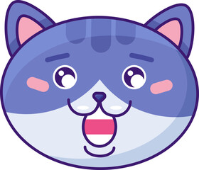 Cat emoji laugh with teeth and cute eyes vector