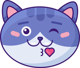 Cat kiss with heart expression cute emoji vector