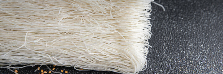 rice noodles raw dry glass noodles snack meal food on the table copy space food background rustic top view