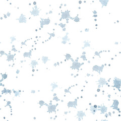 Watercolor blue splash and splattered seamless pattern. Winter or water drops design
