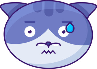 Cat perspirable expression funny emoji vector