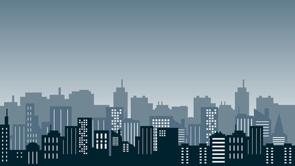Vector City Silhouette with tall buildings around it