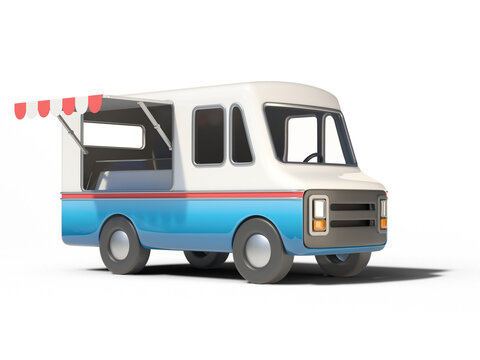 Food truck, street food, mobile fast food 3d rendering