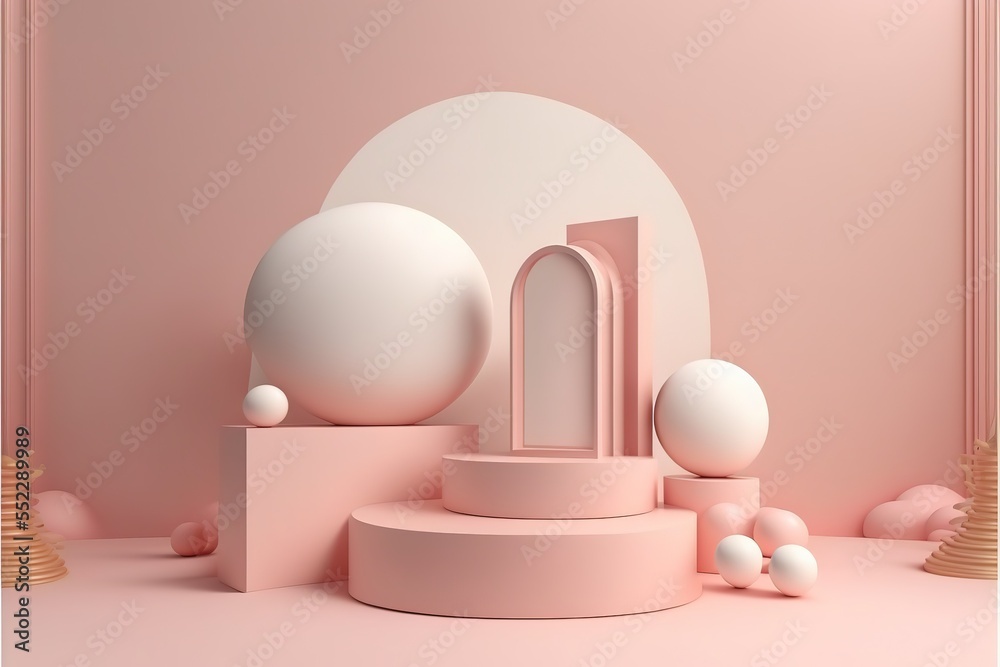 Poster minimal pink podium and scene with 3d render vector in abstract background composition. podium, pede