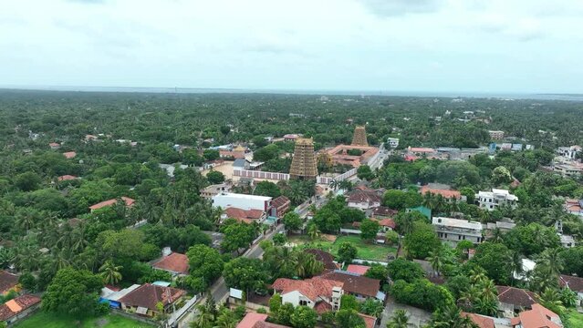 Aerial view of Nallur Kandaswamy temple, one of Sri Lanka's most sacred place of pilgrimage for Sri Lankan Hindus.