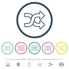 shuffle outline flat color icons in round outlines