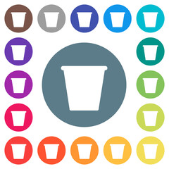 Single empty flowerpot solid flat white icons on round color backgrounds