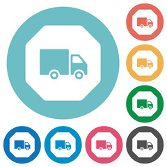 Octagon shaped transport sanction sign solid flat round icons
