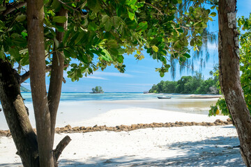 Anse Source d'Argent, La Digue Seychelles. Picturesque paradise beach. white sand,palm trees,turquoise water