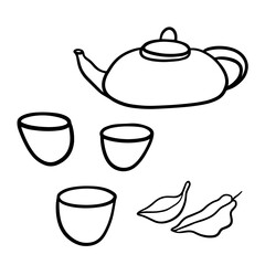 Doodle tea cup and teapot chines culture