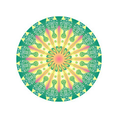 Vector Mandala Round gradient mandala on white isolated background.