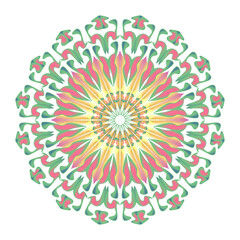 Vector Mandala Round gradient mandala on white isolated background.