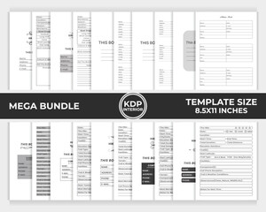 KDP Interior Bundle Address Book, Hiking Logbook, Bird Watching Logbook Unique Design Template