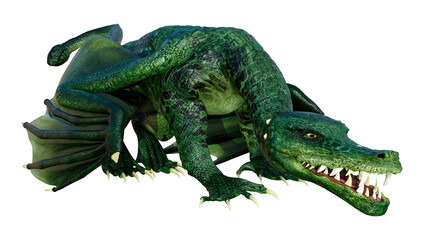 3D Rendering Fairy Tale Dragon on White