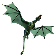 3D Rendering Fairy Tale Dragon on White