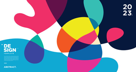 Vector colorful abstract fluid and geometric background for new year 2023