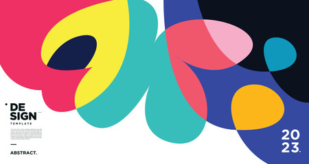 Vector colorful abstract fluid and geometric background for new year 2023