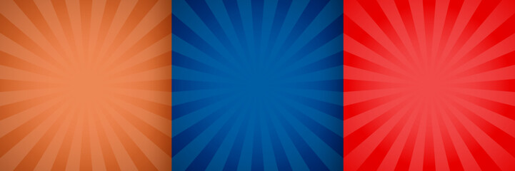 Sunburst background in 3 colors