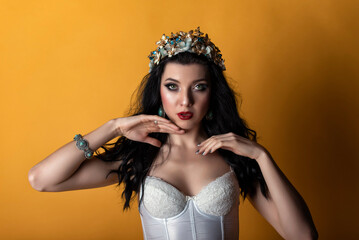 Studio photography of a brunette girl