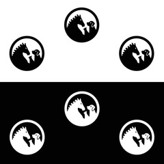 Circle horse cat and dog animal logo . icon logo . silhouette logo 