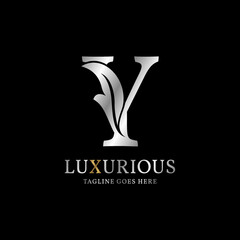 letter Y luxurious leaf initial vector logo design element