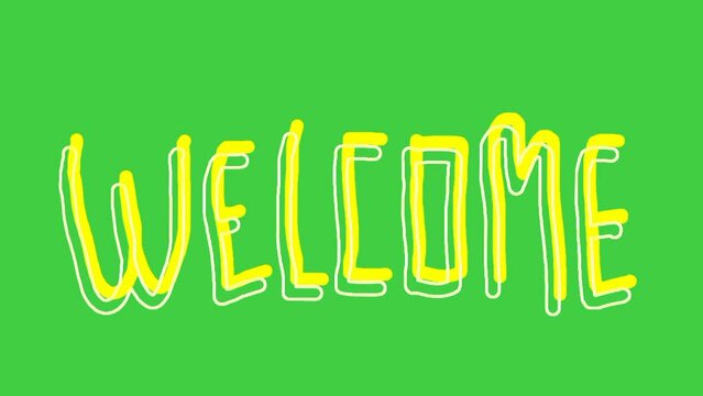 Welcome sign on green screen background