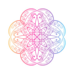 Ethnic motif mandala, boho ornament colorful isolated on white background. Anti-stress therapy patterns. Weave design elements. Yoga