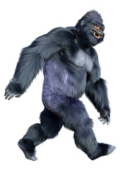 3D Rendering Black Gorilla Ape on White
