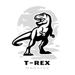 T-rex monster logo. Dinosaur. Tyrannosaur. Vector illustration.
