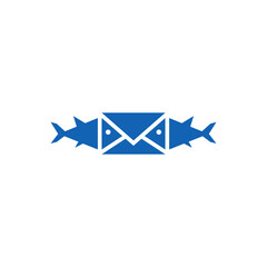 Mail combination with fish. Logo design.