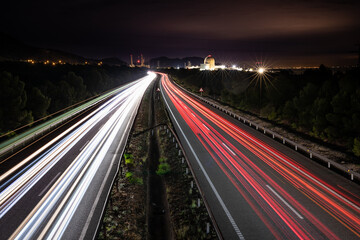 Fototapeta na wymiar car light trails at night