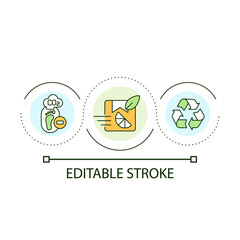 Reduce carbon footprint loop concept icon. Eco-friendly brand. Sustainable development. Green business abstract idea thin line illustration. Isolated outline drawing. Editable stroke. Arial font used