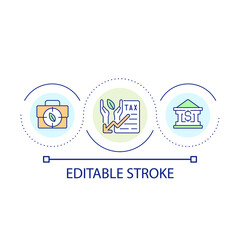 Relief tax loop concept icon. Government support eco-friendly initiative. Green business benefit abstract idea thin line illustration. Isolated outline drawing. Editable stroke. Arial font used