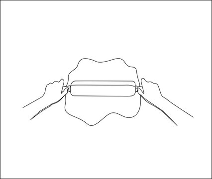 recommend clip art: Continuous one line drawing of hand rolling dough with a rolling pin.  Bakery process Kitchenware, cooking use rolling pin line art vector design.
