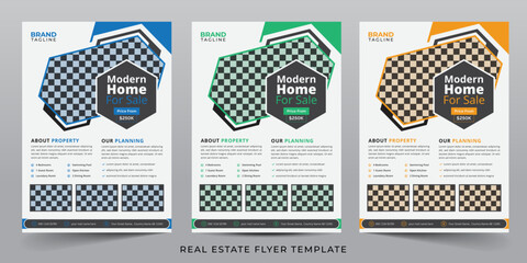 Real estate flyer template design in vector, creative real estate agency flyer design with creative shape, real estate flyer, brochure design, cover, annual report, poster template