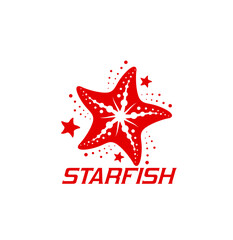 Starfish icon, sea star fish red symbol, vector corporate brand emblem. Beach or summer bar, travel agency or ocean vacation company corporate icon, tropical holiday and marine company symbol