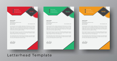 Business letterhead template design, Modern letterhead, stationery, and brand identity template design with color variation bundle