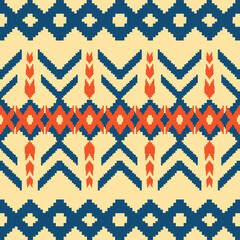 Ethnic abstract ikat art. Seamless pattern in tribal, folk embroidery, and Mexican style. Aztec geometric art ornament print.Design for carpet, wallpaper, clothing, wrapping, fabric, cover, textile