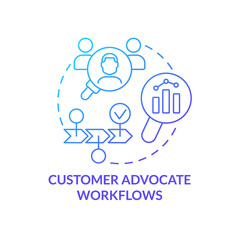 Customer advocate workflows blue gradient concept icon. Client protection. Consumer security abstract idea thin line illustration. Isolated outline drawing. Myriad Pro-Bold font used