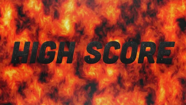 Animation of high score text over orange flames