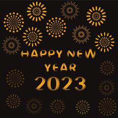 Happy new year card with greeting inscription. Simple minimalist new year banner design.