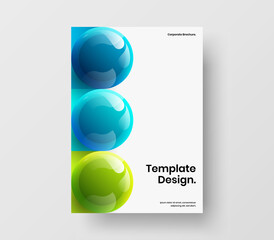 Fototapeta premium Geometric front page A4 design vector template. Simple 3D spheres leaflet concept.