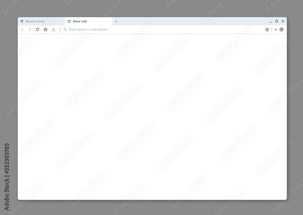 Aufkleber Internet web browser window interface mockup. Tablet website empty window or phone webpage screen vector interface with blank tab. Laptop or desktop PC Internet browser window UI
